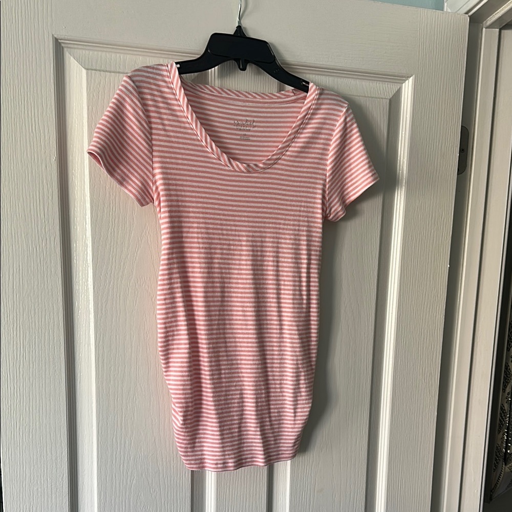 Pink Striped Maternity Top